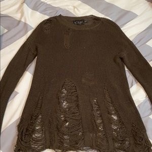 Dolls kill olive green distressed sweater